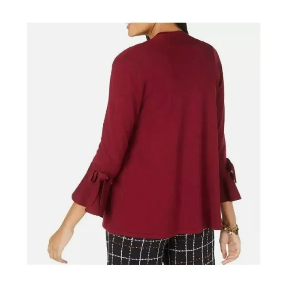ALFANI Red Bell Sleeve Open Cardigan Sweater